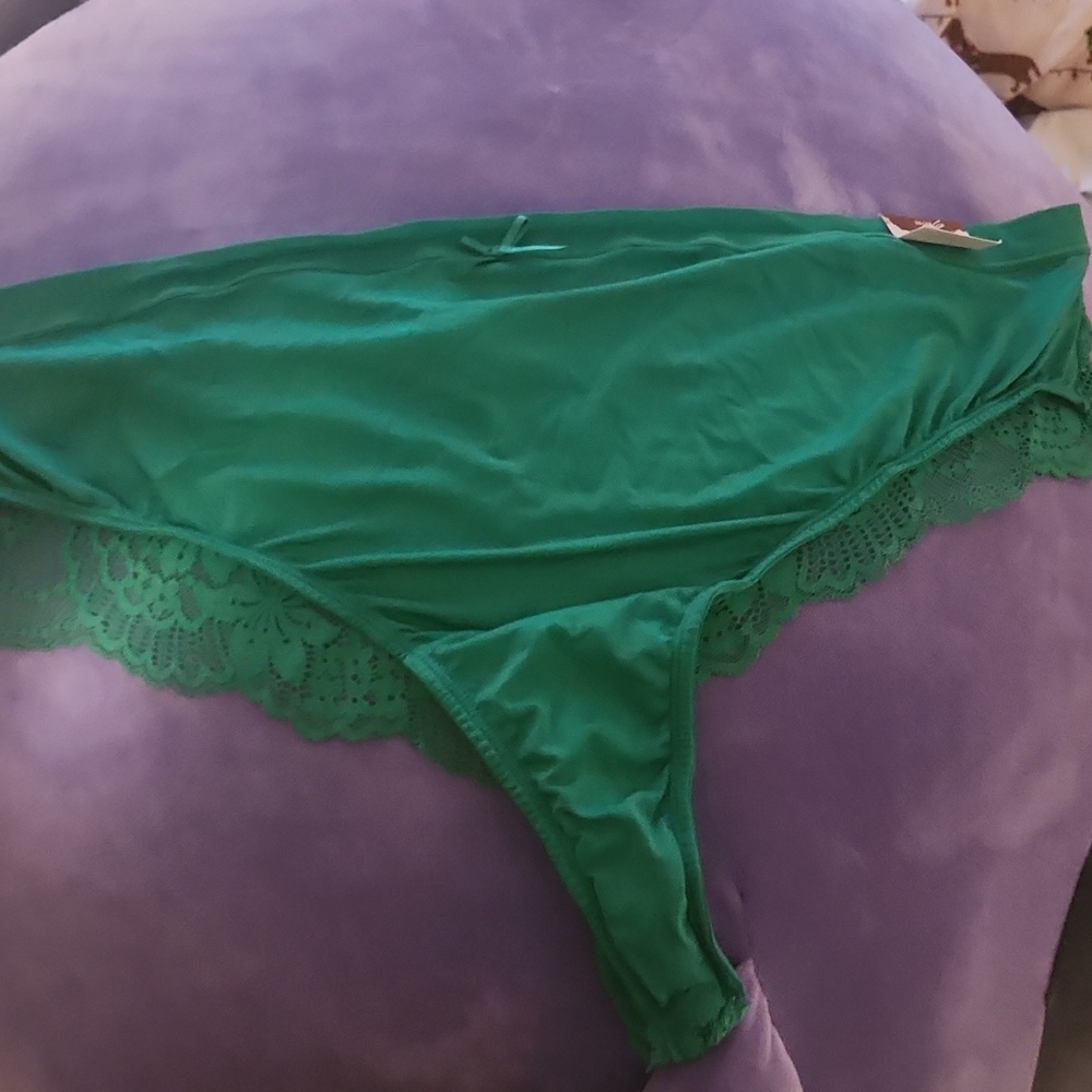 Green lacy thong